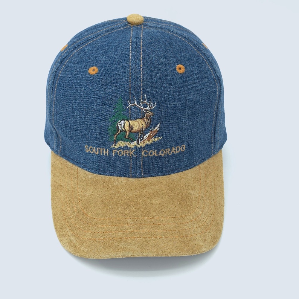 South Fork Colorado Hat Cap Mens Strap Back Blue Brown Elk Hunting OTTO